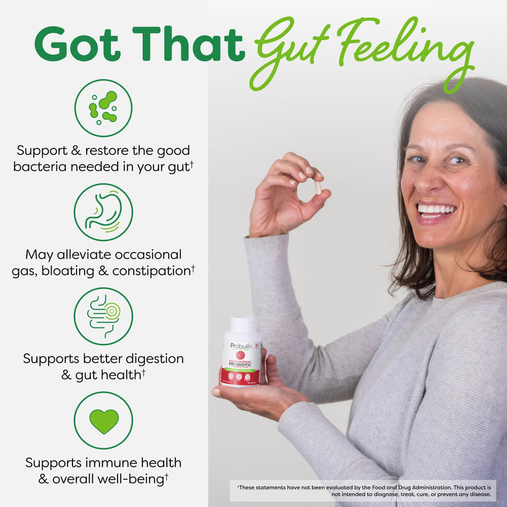 Probulin Colon Support packaging exterior reflects new look and same product.