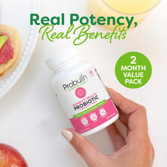Illustration of Probulin prebiotic fiber blend nourishing gut-friendly bacteria.