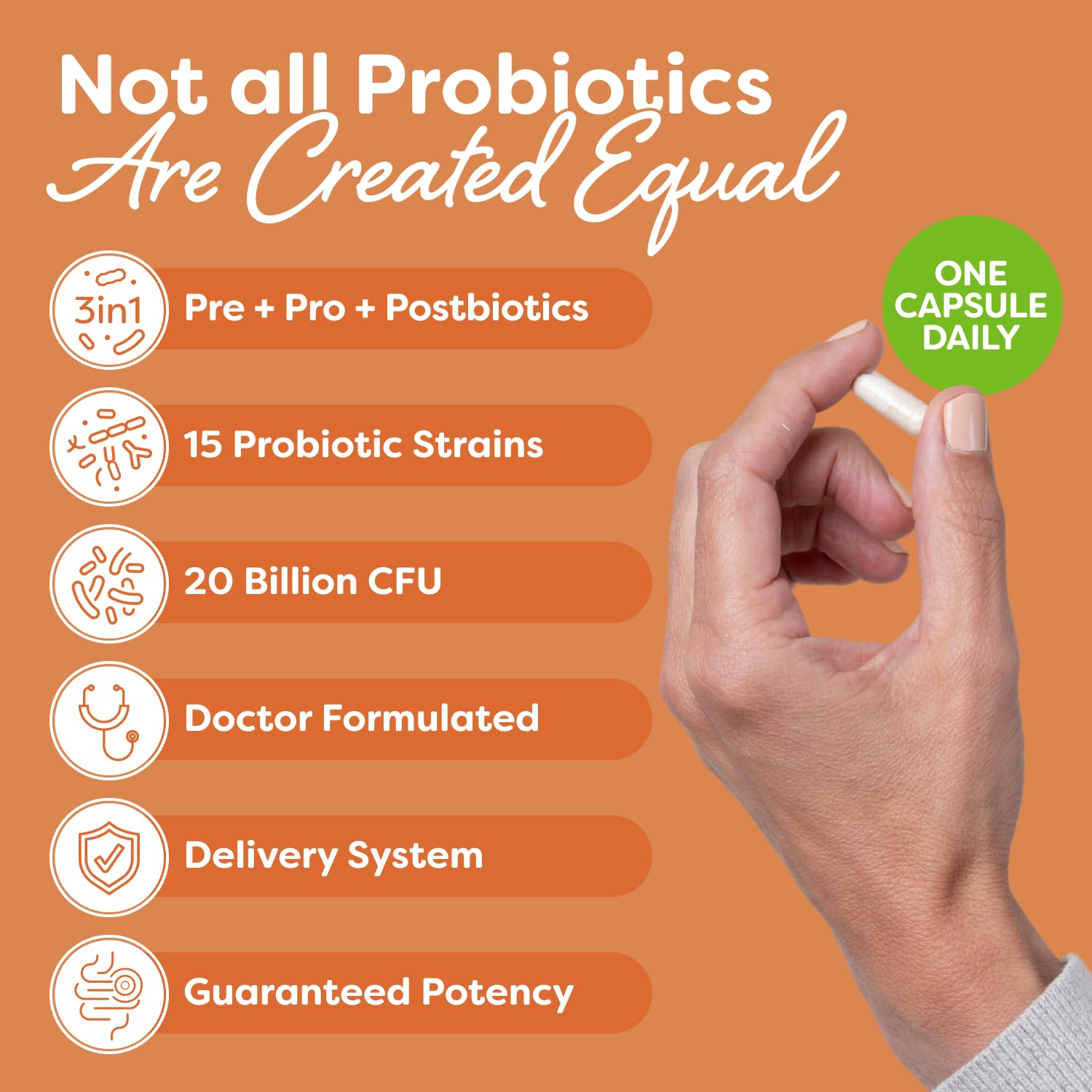 Probulin Total Care capsules closeup highlighting the vegan probiotic formula for digestion