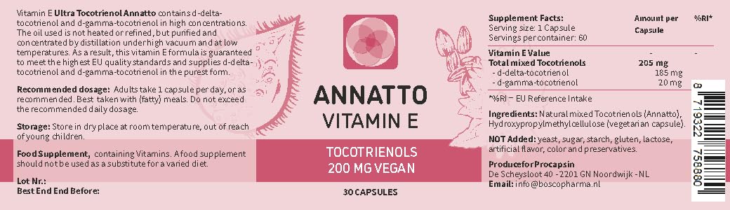 Procapsin Annatto Tocotrienols capsule closeup highlighting pure vegan vitamin E