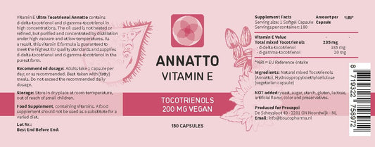 Procapsin Annatto Tocotrienols capsules—tocopherol-free vegan Vitamin E option.