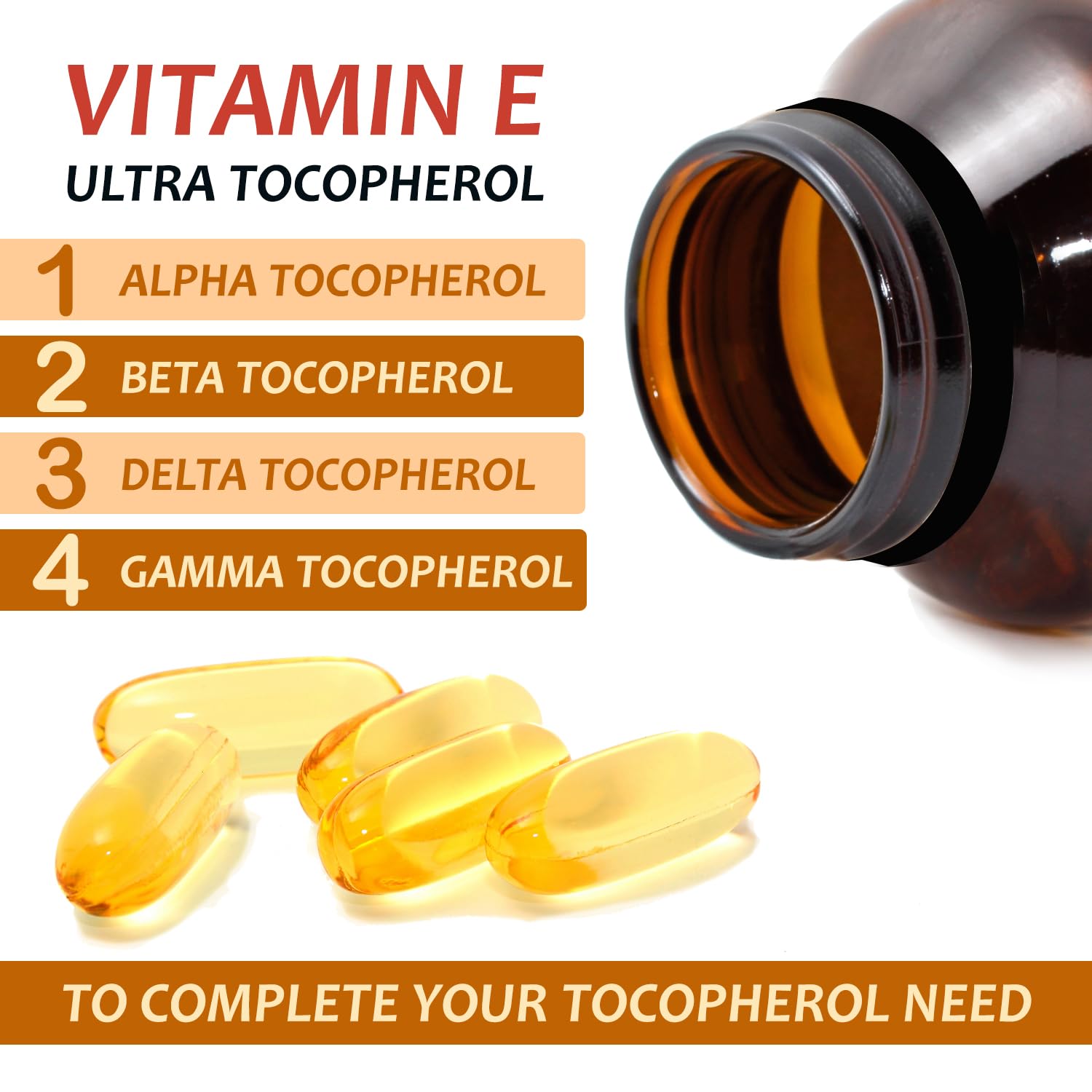 Procapsin four-tocopherols capsule highlighting all-tocopherol blend for comprehensive antioxidant potential.