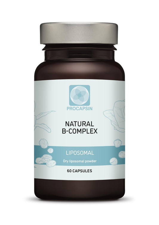 Procapsin Natural Liposomal B Complex capsules with liposomal delivery for enhanced absorption.