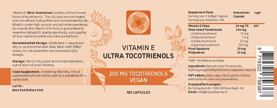 Procapsin Ultra Tocotrienol 200mg capsules are easy to swallow and fit into busy routines for ongoing support.