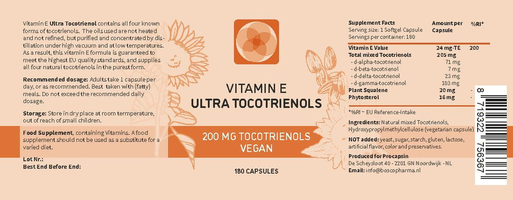 Procapsin Ultra Tocotrienol 200mg capsules are easy to swallow and fit into busy routines for ongoing support.
