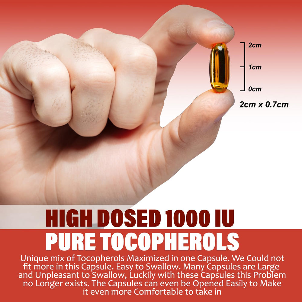 Procapsin vegan vitamin E capsule close-up emphasizing easy-to-swallow design.