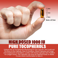 Procapsin vegan vitamin E capsule close-up emphasizing easy-to-swallow design.