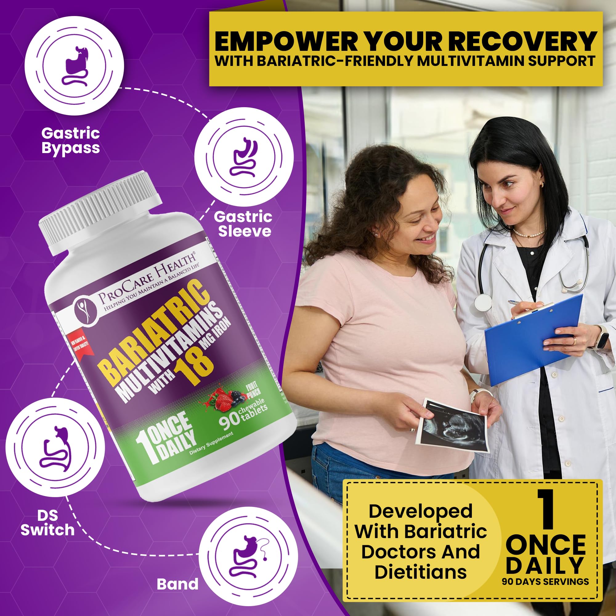 ProCare Health bariatric chewable fruit punch bottle shows easy daily use