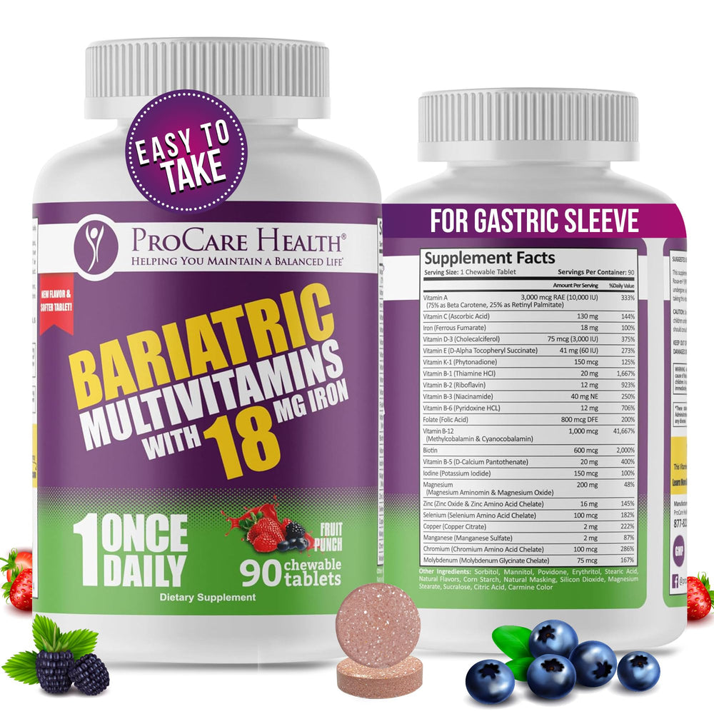 ProCare Health bariatric chewable fruit punch tablet for daily nutrient support