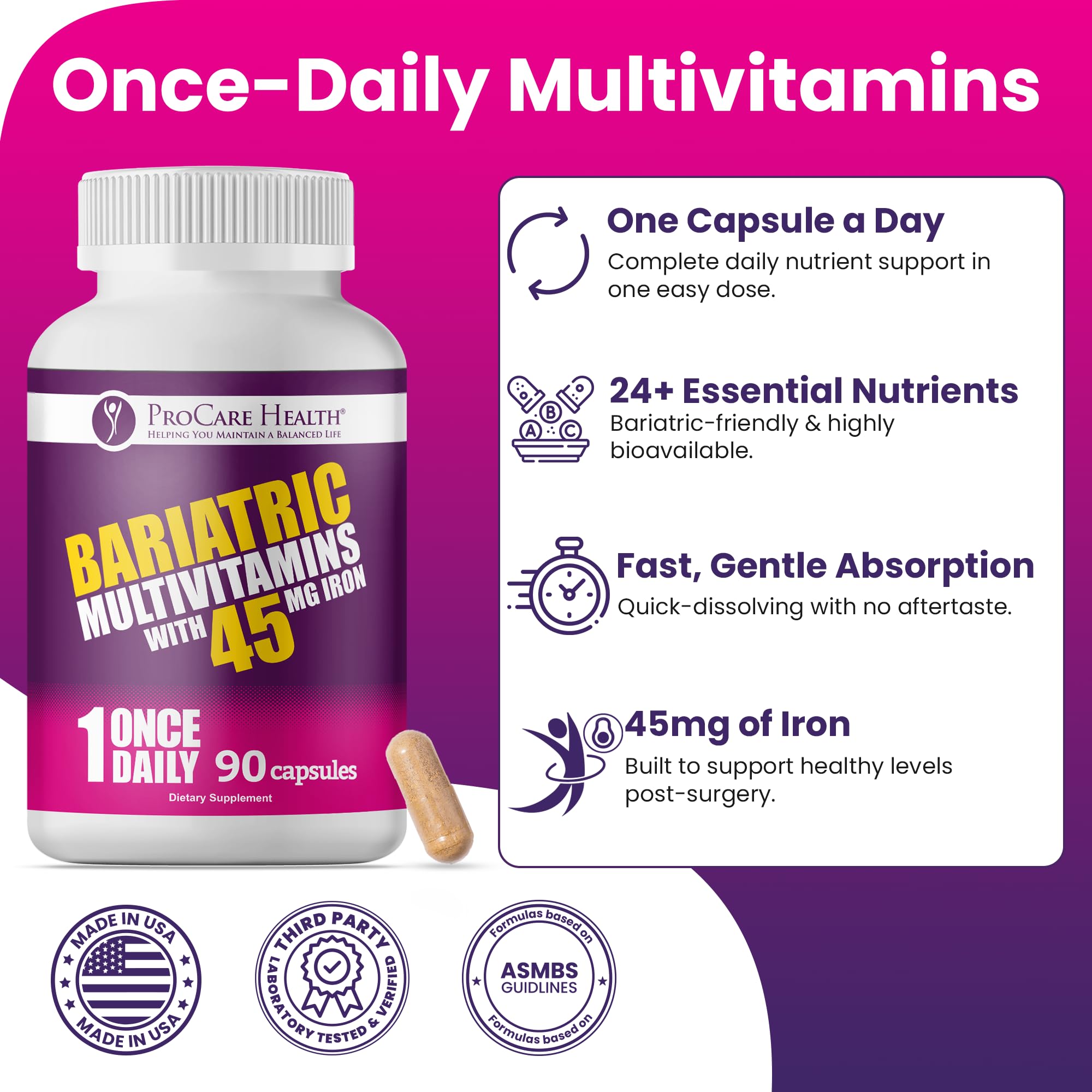 Person taking ProCare Health multivitamin as part of daily routine