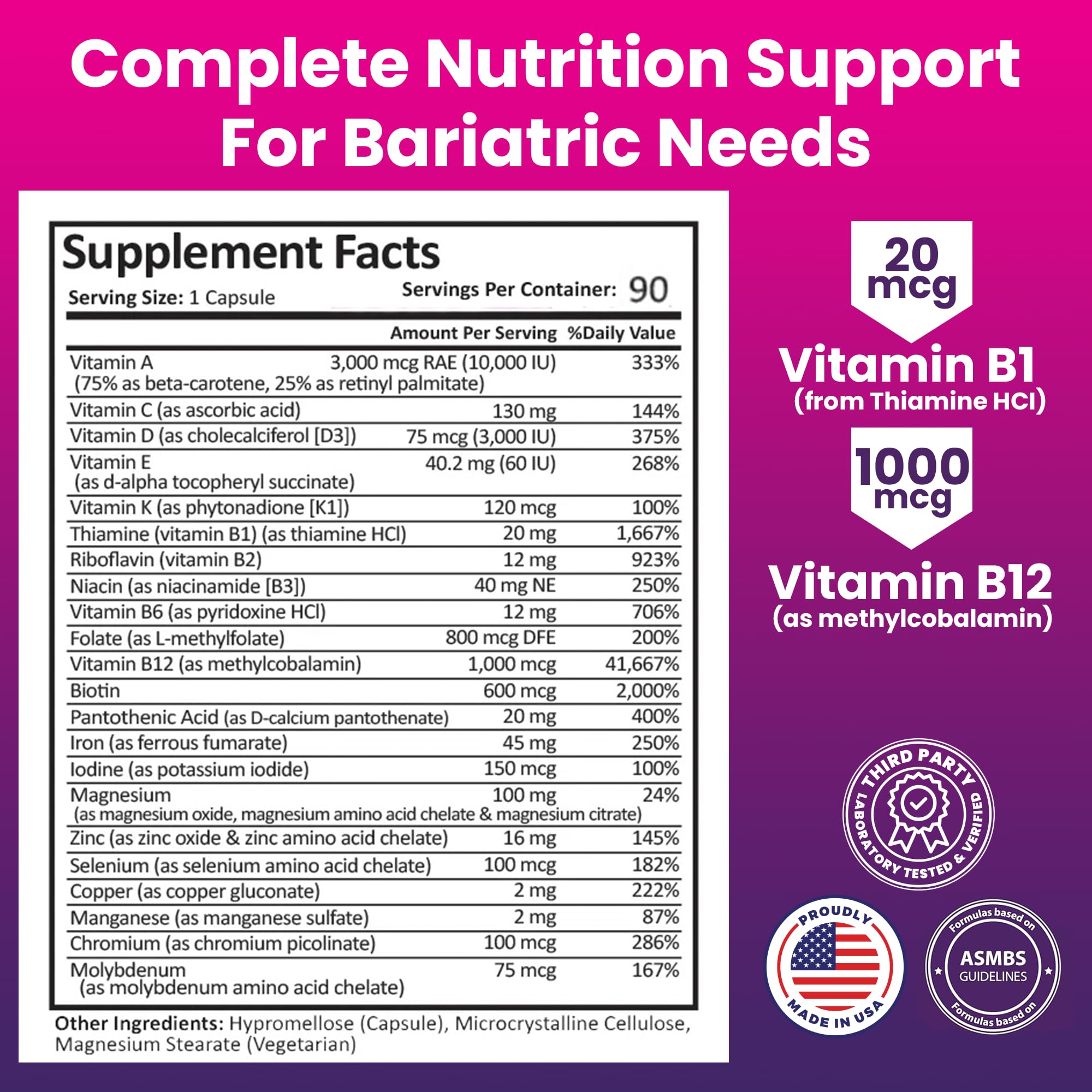 ProCare Health nutrition label highlights iron and essential nutrients