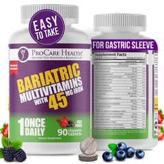 ProCare Health bariatric multivitamin chewable with fruit punch bottle for daily support.