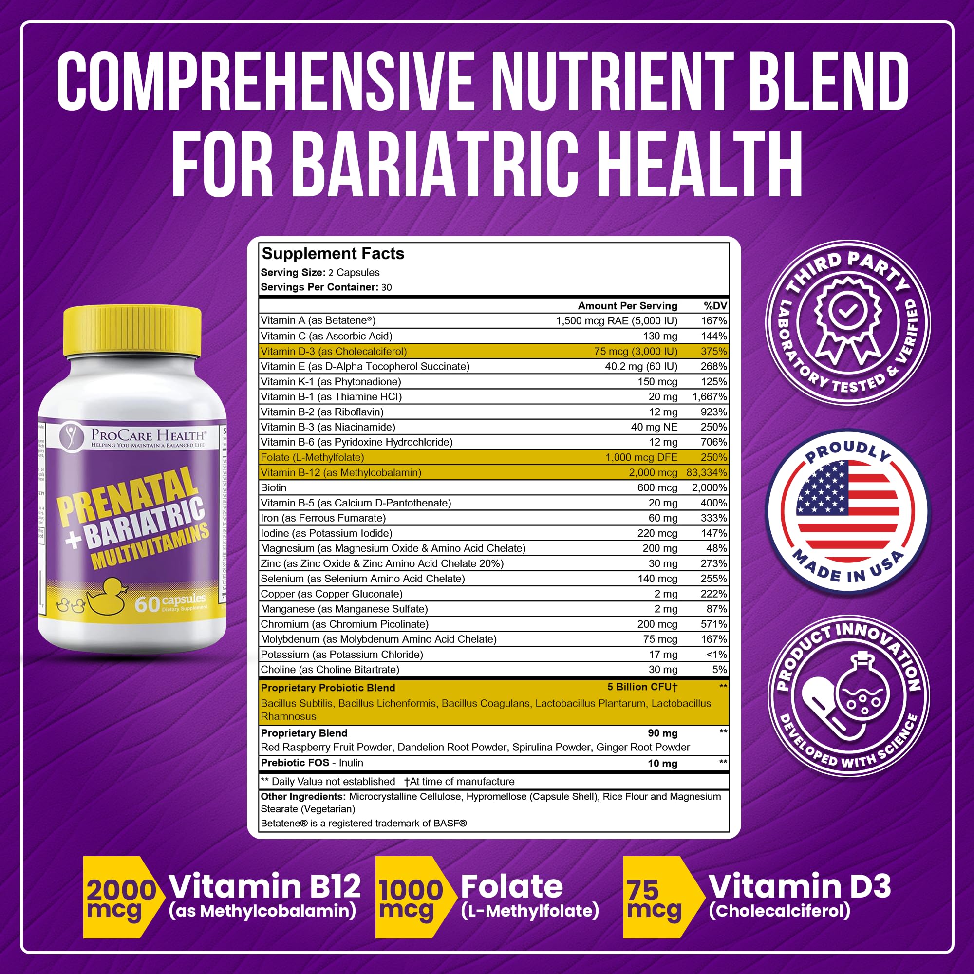 Capsules closeup shows iron and folate content for prenatal care.