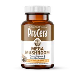 Procera Mega Mushroom memory boost bottle promotes focus and mental clarity for daily tasks.