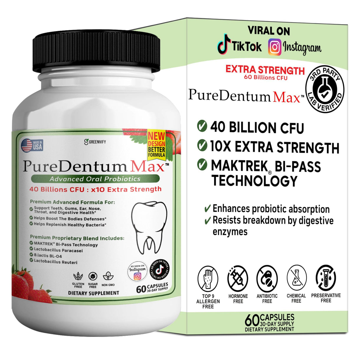 ProDentim Max bottle label with capsules for daily gum and teeth support.