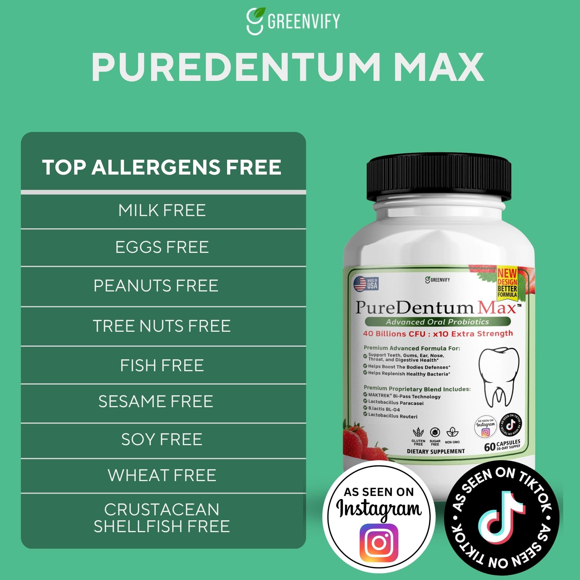 ProDentim Max capsules close-up highlighting 40B CFU potency for oral health.