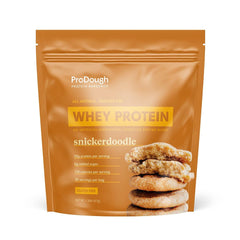 ProDough Gourmet Whey Isolate Snickerdoodle jar for daily shakes