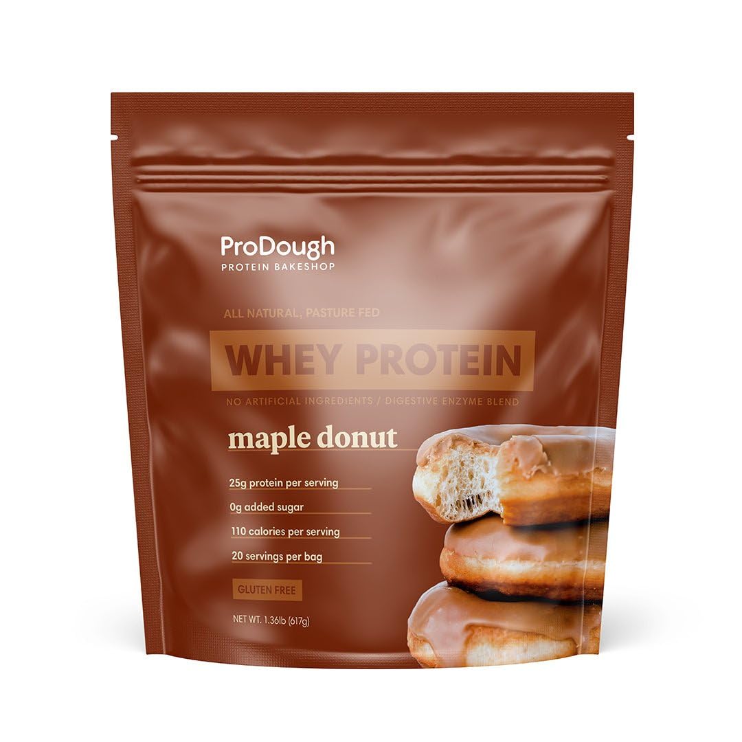ProDough Maple Donut whey bottle front demonstrates premium protein for daily shakes