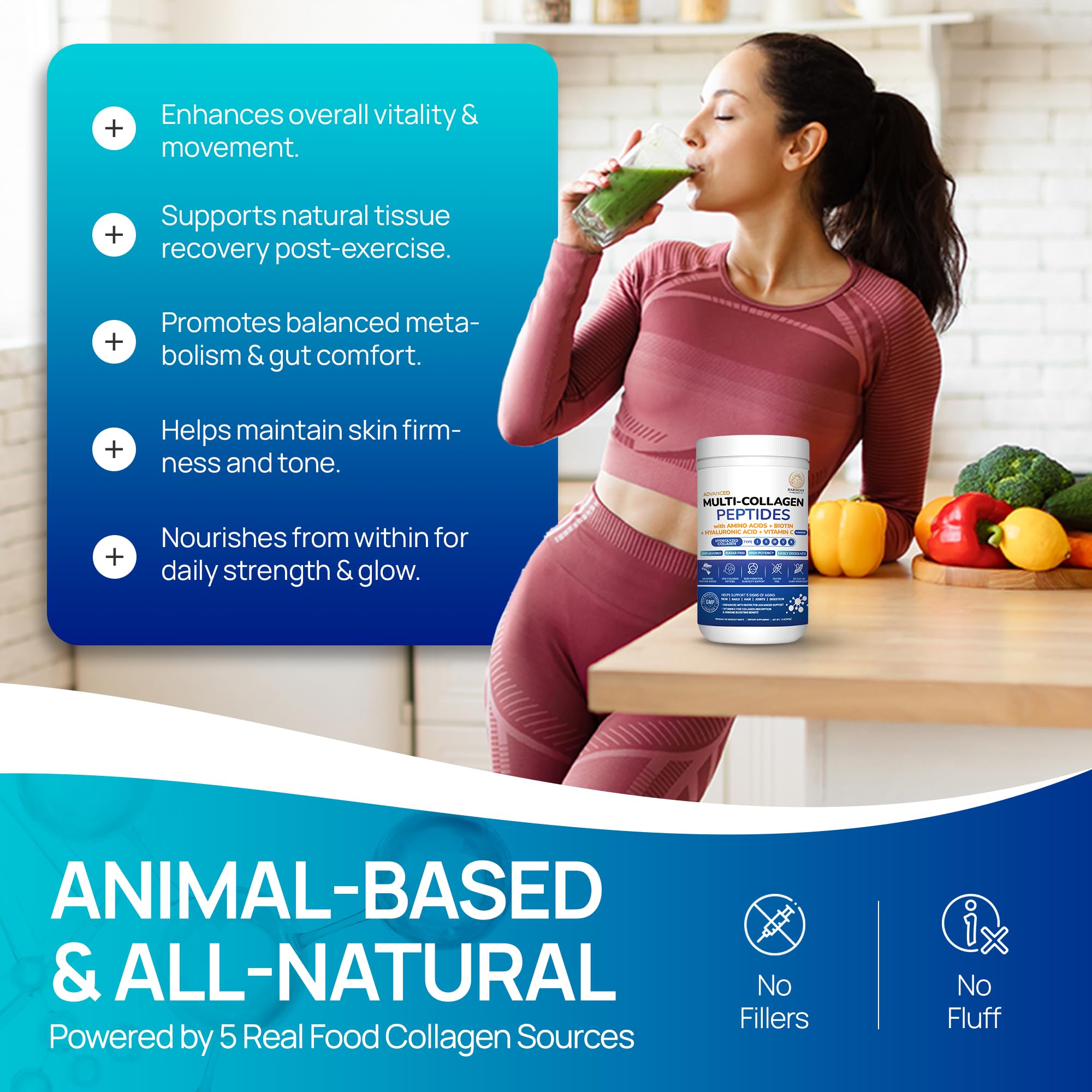 Product Maxx collagen powder dissolving into coffee for a flavor-neutral boost.