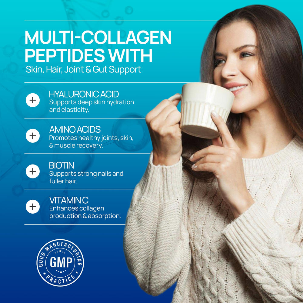 Product Maxx collagen powder blended into smoothie for convenient nutrition.