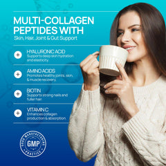 Product Maxx collagen powder blended into smoothie for convenient nutrition.