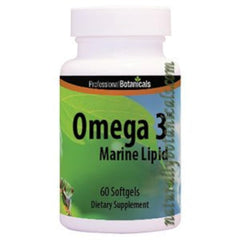 Professional Botanicals Omega3 softgels bottle showing the product for heart and brain support.