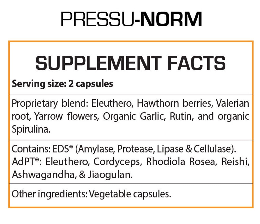 Professional Botanicals Pressu Norm capsules illustrating vegetarian formula for potential blood pressure support.