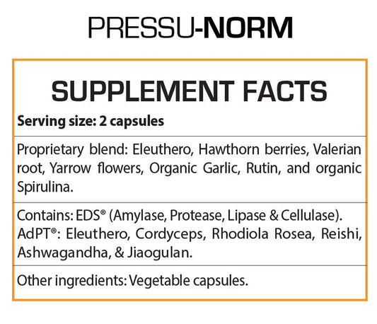 Professional Botanicals Pressu Norm capsules illustrating vegetarian formula for potential blood pressure support.