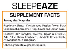 Professional Botanicals Sleep Eaze bottle label showing valerian and chamomile ingredients for relaxation.