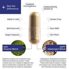 Professional Botanicals Tense-X capsules closeup shows vegetarian capsules designed for daily use.