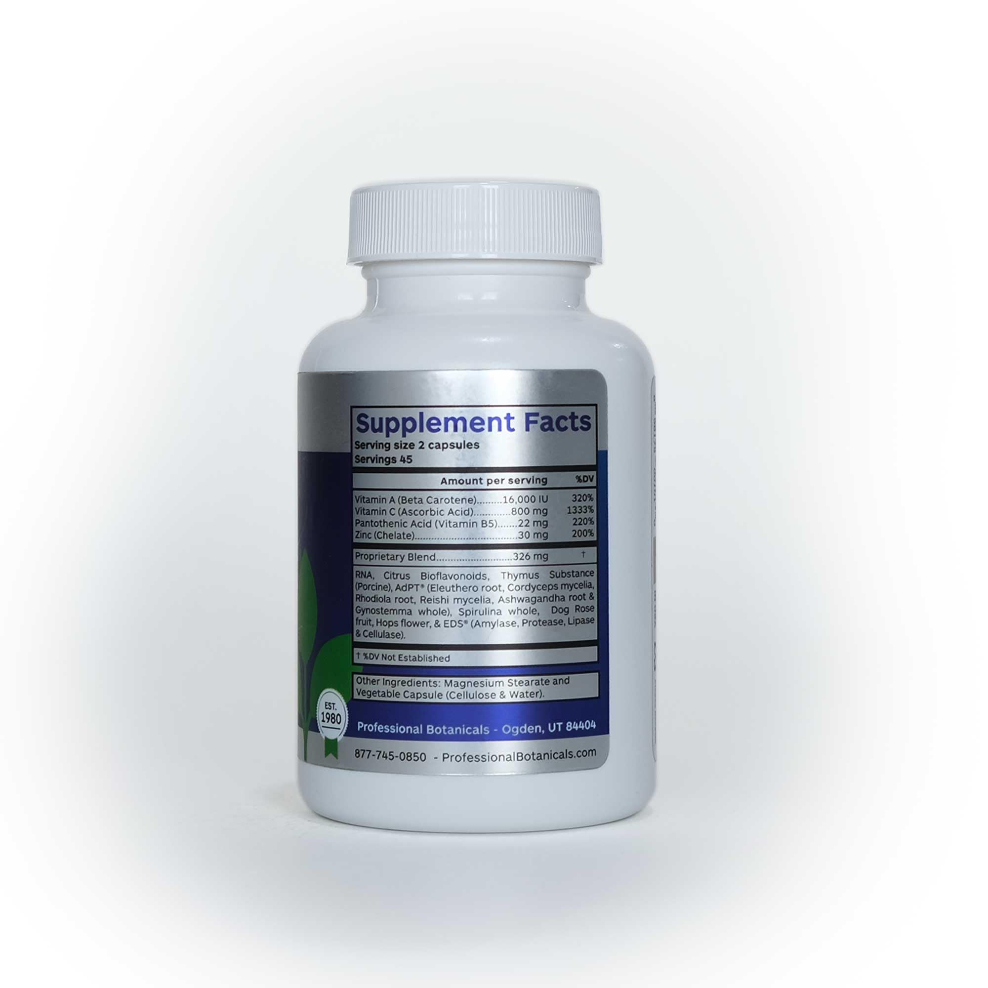 Professional Botanicals packaging shows 90 vegetarian capsules