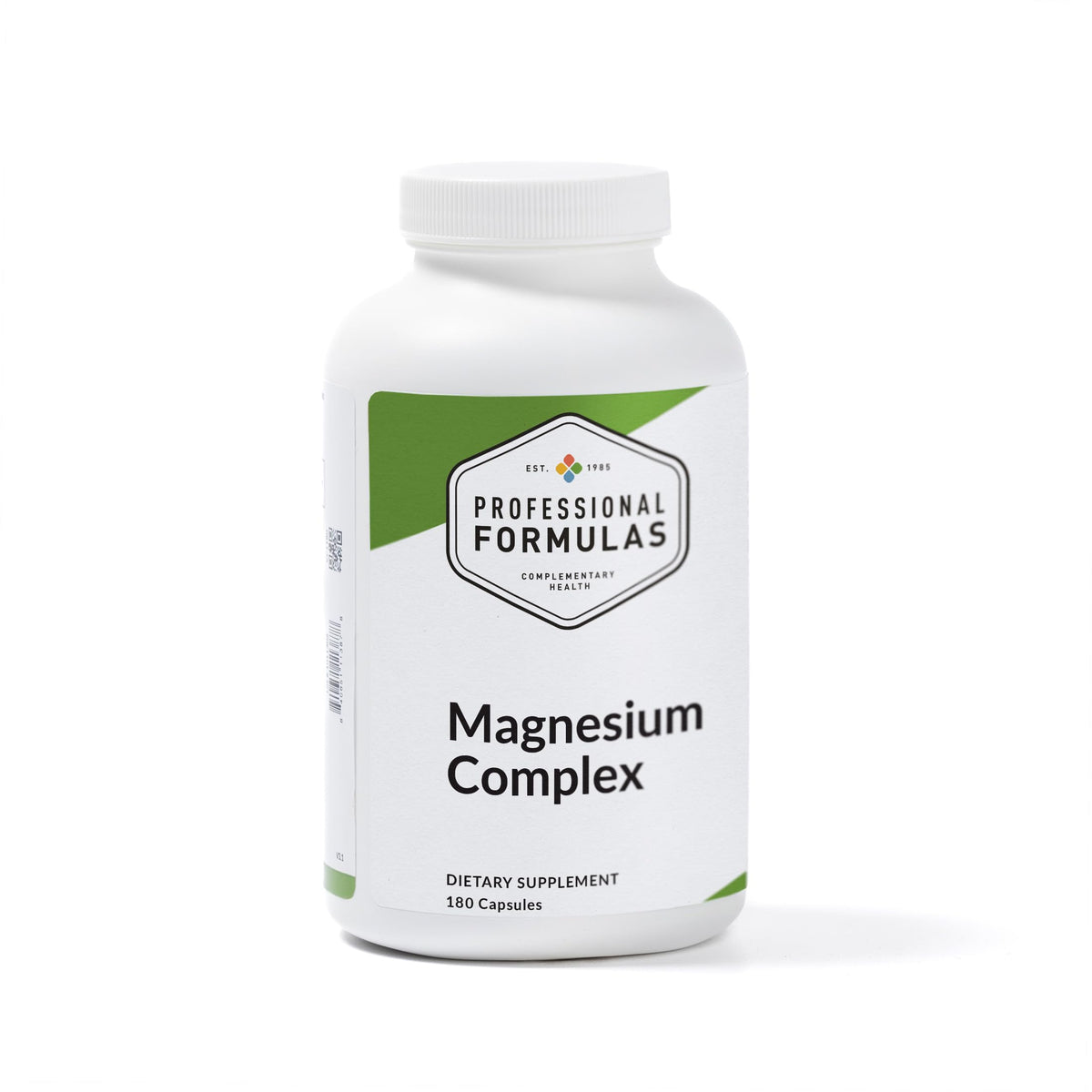 PROFESSIONAL COMPLEMENTARY HEALTH FORMULAS Magnesium Complex bottle highlighting a high-absorption blend for neuromuscular support
