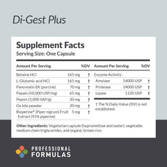 Professional Formulas Di-Gest Plus capsules ready for daily use