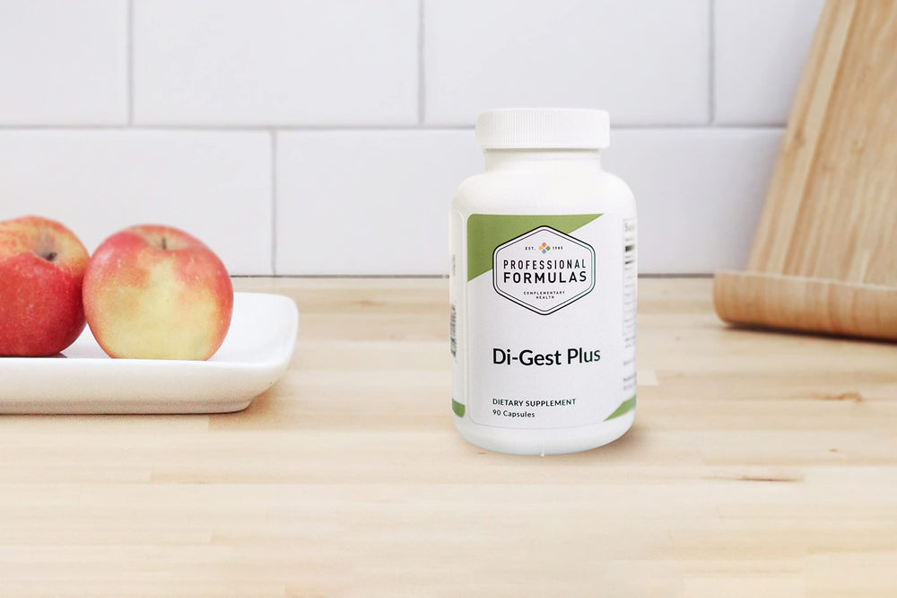 Professional Formulas Di-Gest Plus label shows enzymes and Betaine HCl