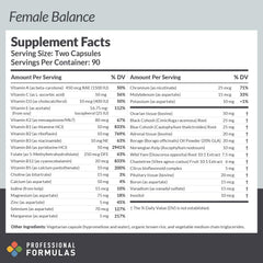 Closeup of Female Balance capsules showing vegetarian formula for mood and energy support.