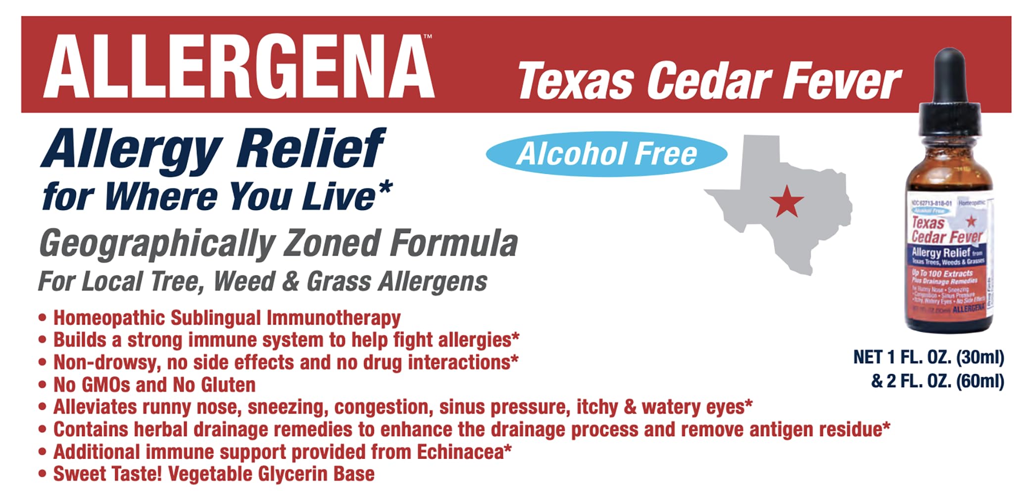 PROGENA Allergena Texas Cedar Fever kit for seasonal allergy support
