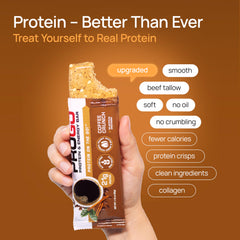 ProGo 95% pure isolate label suggests high-protein snacking.