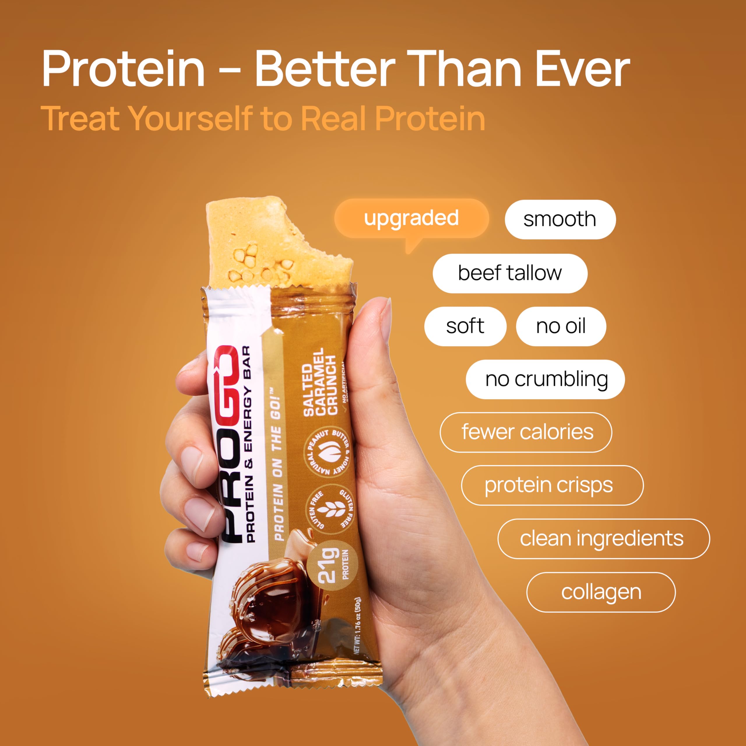 ProGo bar emphasizing 95 percent pure isolate protein source
