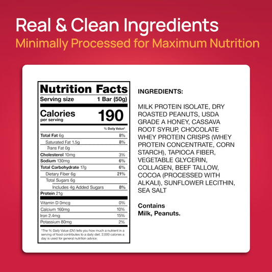ProGo Protein Bars front view shows fudge brownie flavor and real ingredients