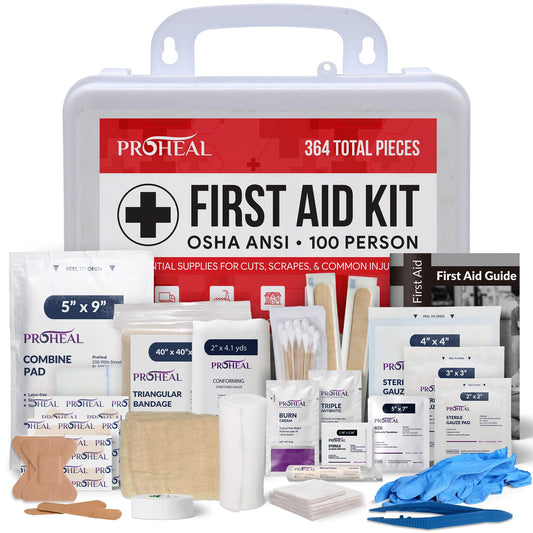 ProHeal 100-person first aid kit case ready for wall or vehicle storage.
