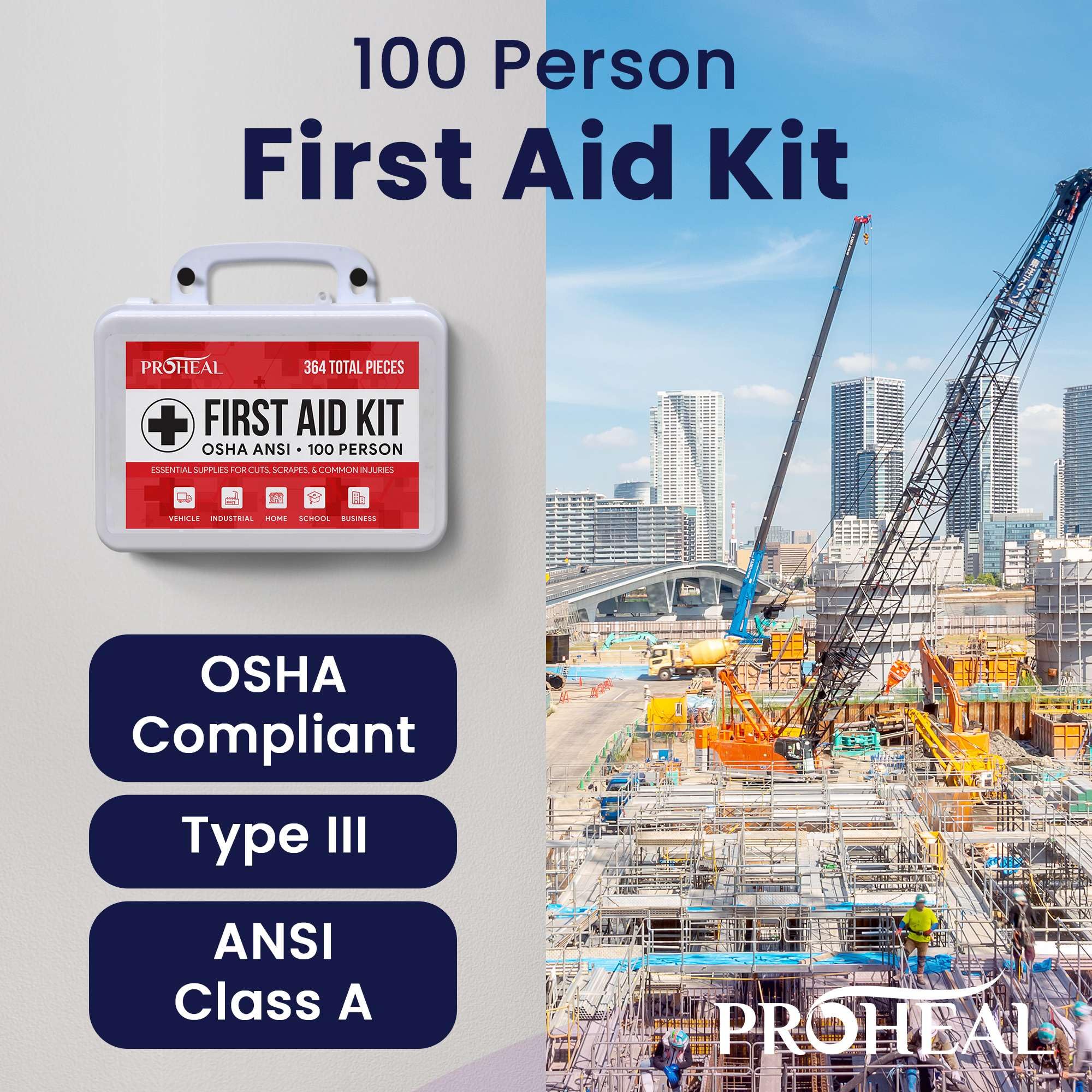 ProHeal 364-piece contents organized for quick workplace responses.