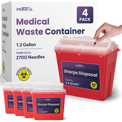 ProHeal 4-pack large sharps container front view for home use