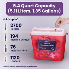 ProHeal large sharps container with lid open for safe disposal
