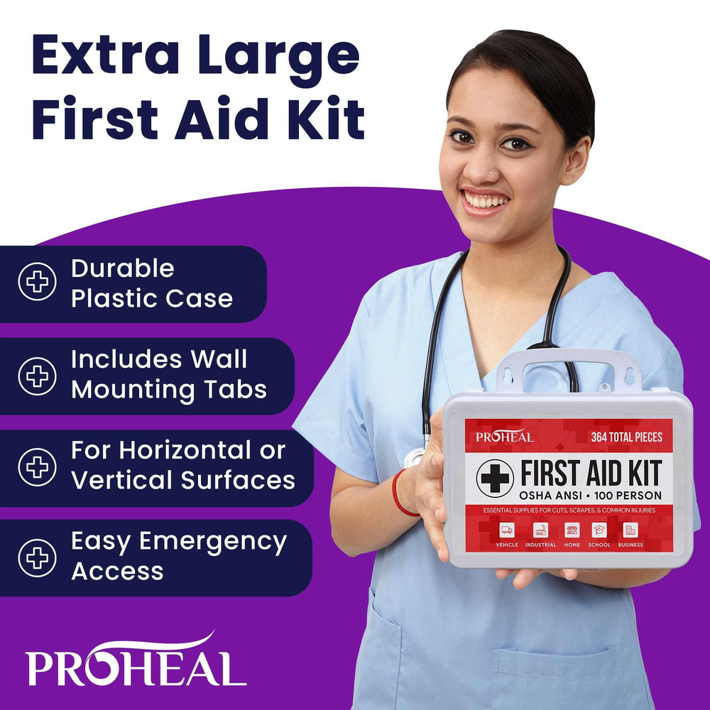 ProHeal burn cream and antibiotic ointment for minor injuries nearby.