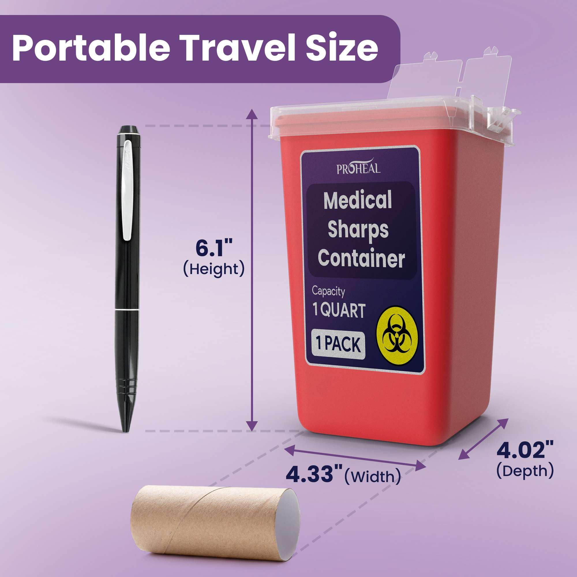 ProHeal durable biohazard container is leak-proof for reliable at home waste handling.