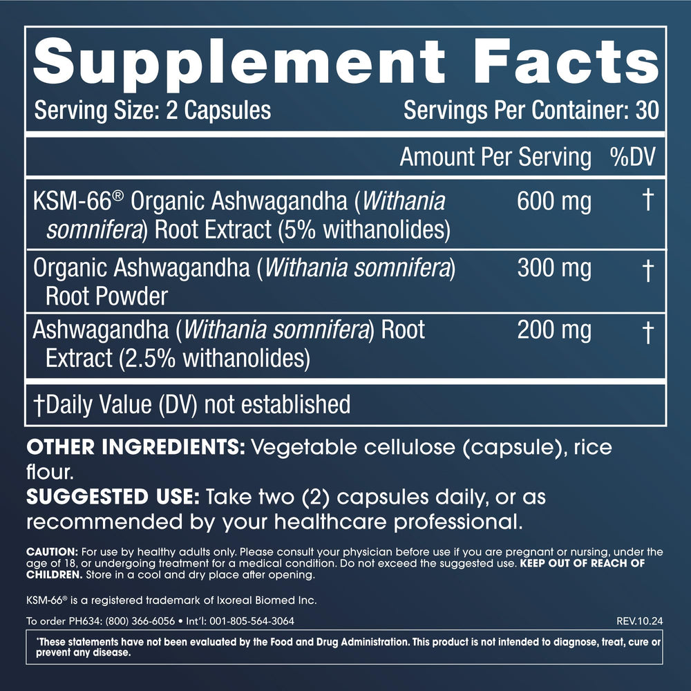 ProHealth Ashwagandha root powder close-up highlighting natural texture