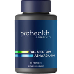 ProHealth Ashwagandha supplement bottle front showing daily calm and balance
