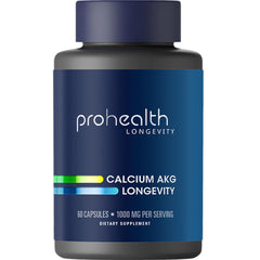 ProHealth Ca AKG bottle cap closeup shows premium capsules for daily energy balance.