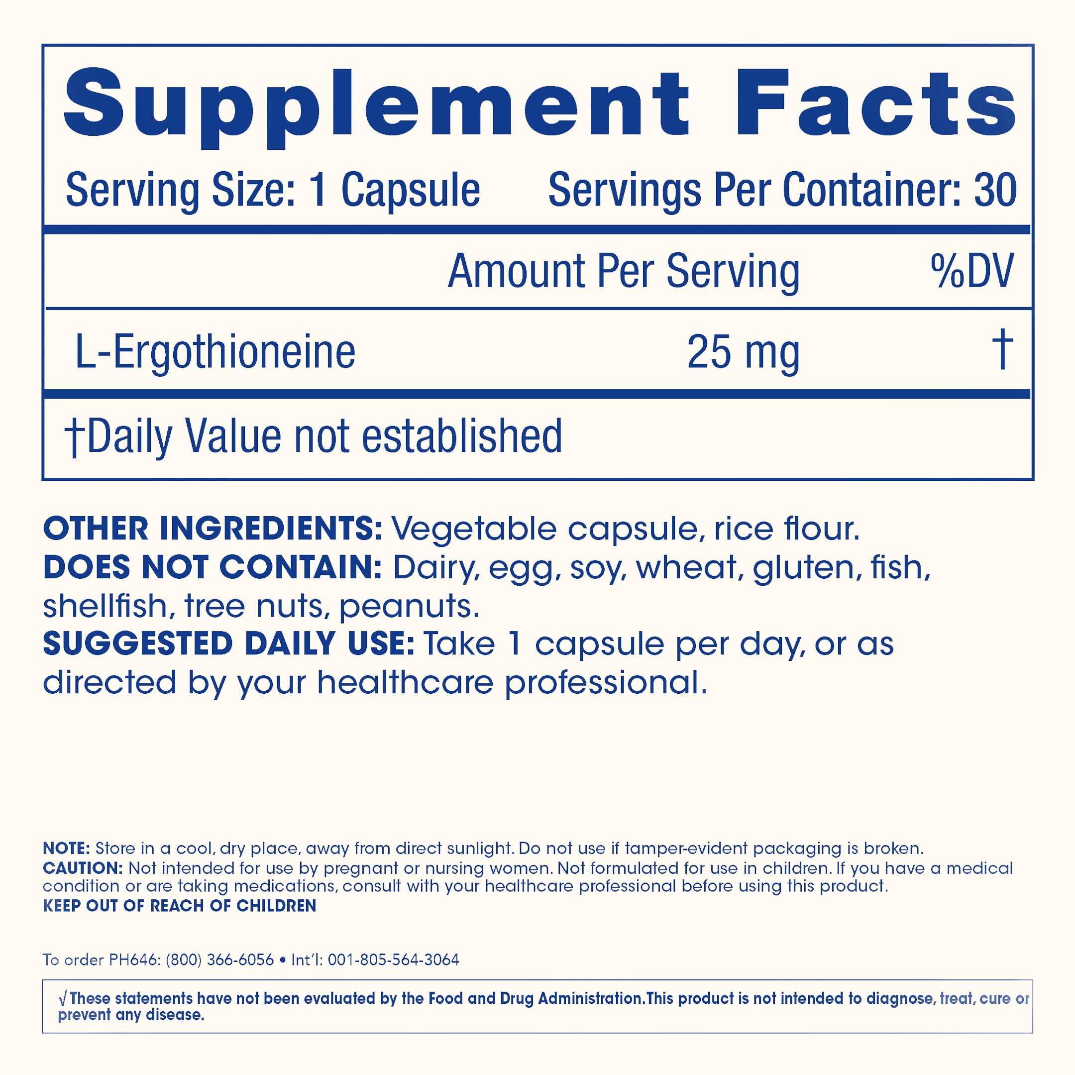 Third-party lab seal confirming tested purity of ProHealth Ergothioneine 5X