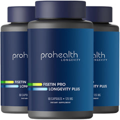 ProHealth Fisetin bottle front with branding for daily wellness.